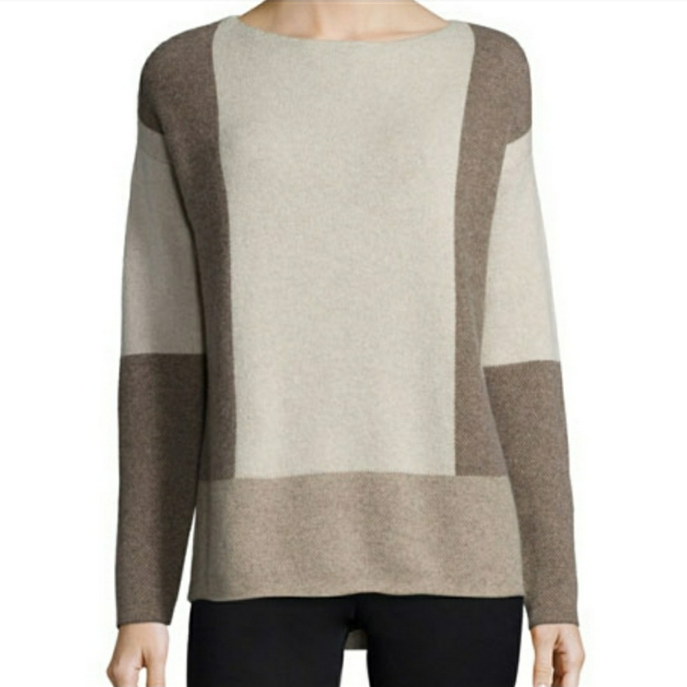 Vince Intarsia Wool Cashmere colorblock sweater